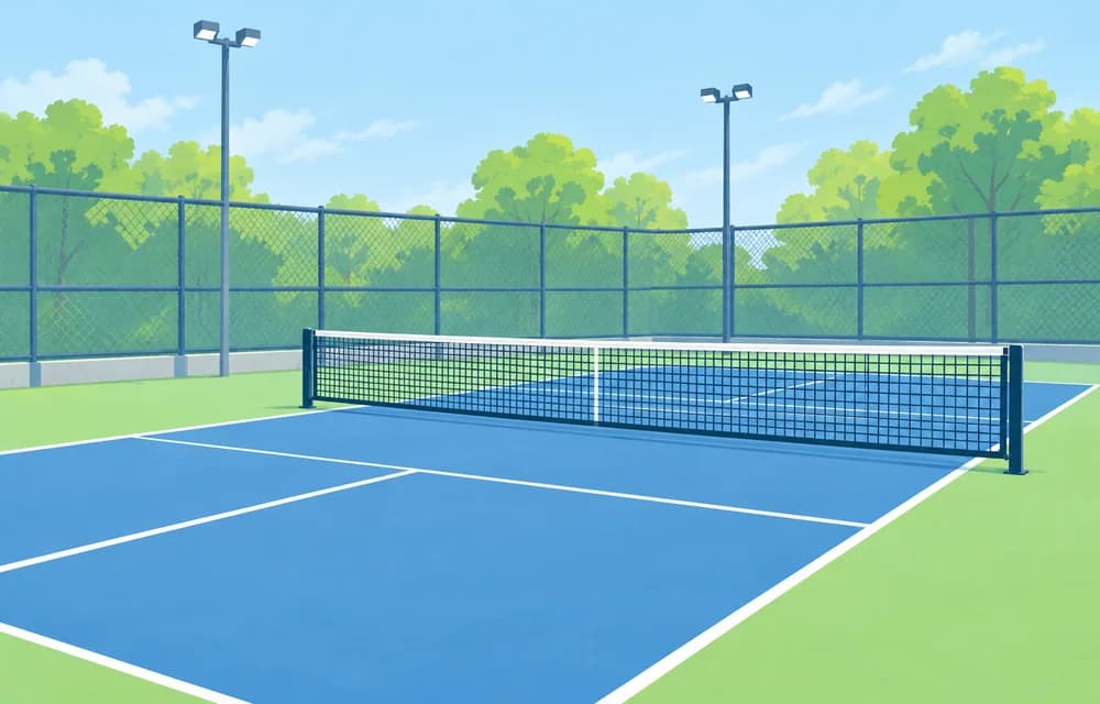 屋外のピックルボールコートのイラスト